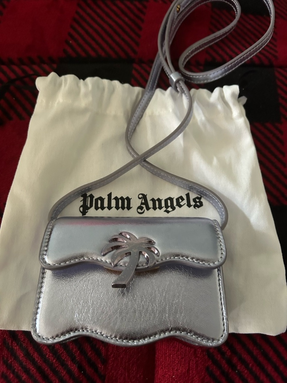 Palm Angels Silver Metallic Palm Tree Crossbody